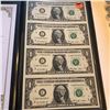 Image 2 : Uncut Sheet of 4 2009 1 Dollar Bills with Certificate in Leather Binder