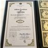 Image 3 : Uncut Sheet of 4 2009 1 Dollar Bills with Certificate in Leather Binder