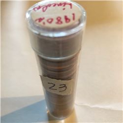 Roll of 50 Brilliant Uncirculated 1980s Lincoln Pennies