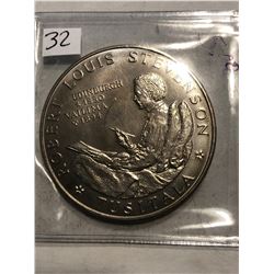 1969 Somoa Islands 1 Dollar Robert Louis Stevenson Tusitala Coin in MS High Grade