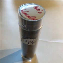 Roll of 50 Brilliant Uncirculated 1960s Lincoln Pennies