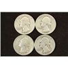 Image 1 : 1942,43,44 & 48 WASHINGTON SILVER QUARTERS