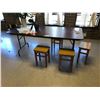 Image 1 : 5 FOLDING WOOD AND METAL TABLES, & ASSORTED STOOLS