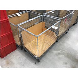 24" X 36" METAL MESH MOBILE 4 WHEEL BIN CART