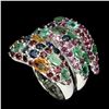 Image 1 : Natural Sapphire Emerald Rhodolite Garnet Ruby Ring
