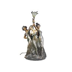 Art Nouveau Style Table Lamp - Three Nymphs