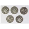 Image 2 : 5 DIFFERENT SOLID VG BARBER HALF DOLLARS