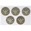 Image 2 : LOT OF 5 DIFFERENT BARBER HALF DOLLARS