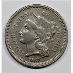 1867 THREE CENT NICKEL