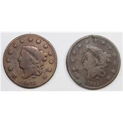 LOT OF (2) 1831 LARGE CENTS