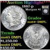 Image 1 : ***Auction Highlight*** 1887-p . . Morgan Dollar $1 Graded Choice Unc+ DMPL By USCG (fc)
