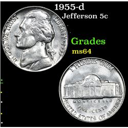 1955-d . . Jefferson Nickel 5c Grades Choice Unc
