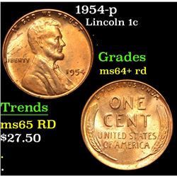 1954-p . . Lincoln Cent 1c Grades Choice+ Unc RD
