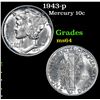 Image 1 : 1943-p . . Mercury Dime 10c Grades Choice Unc