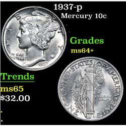 1937-p . . Mercury Dime 10c Grades Choice+ Unc