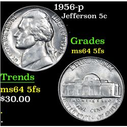 1956-p . . Jefferson Nickel 5c Grades Choice Unc 5fs