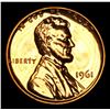 Image 2 : 1961 Proof Coin . Lincoln Cent 1c Grades Gem++ Proof Red