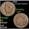 Image 1 : 1818 . . Coronet Head Large Cent 1c Grades vg+