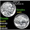 Image 1 : 1937-p . . Buffalo Nickel 5c Grades GEM Unc