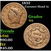 Image 1 : 1832 . . Coronet Head Large Cent 1c Grades f+