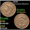 Image 1 : 1838 . . Coronet Head Large Cent 1c Grades xf details