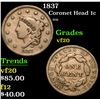 Image 1 : 1837 H38 . Coronet Head Large Cent 1c Grades vf, very fine