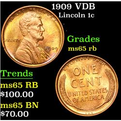 1909 VDB . . Lincoln Cent 1c Grades GEM Unc RB