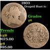 Image 1 : 1803 . . Draped Bust Large Cent 1c Grades g+