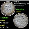 Image 1 : 1874-p Beautiful Rim Toning . Seated Liberty Dime 10c Grades Choice AU/BU Slider