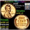 Image 1 : ***Auction Highlight*** 1939 Proof Coin . Lincoln Cent 1c Graded Gem+ Proof Red By USCG (fc)