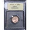Image 2 : ***Auction Highlight*** 1863 . . Indian Cent 1c Graded Choice+ Unc By USCG (fc)