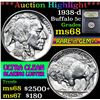 Image 1 : ***Auction Highlight*** 1938-d . . Buffalo Nickel 5c Graded GEM+++ Unc By USCG (fc)