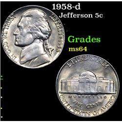 1958-d . . Jefferson Nickel 5c Grades Choice Unc