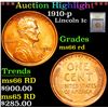 Image 1 : ***Auction Highlight*** 1910-p . . Lincoln Cent 1c Graded GEM+ Unc RD By USCG (fc)