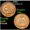 Image 1 : 1907 . . Indian Cent 1c Grades Choice AU/BU Slider