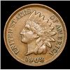 Image 2 : 1908 . . Indian Cent 1c Grades Choice AU/BU Slider