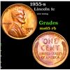 Image 1 : 1955-s nice toning . Lincoln Cent 1c Grades GEM Unc RB