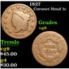 Image 1 : 1827 . . Coronet Head Large Cent 1c Grades vg, very good