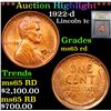 Image 1 : ***Auction Highlight*** 1922-d . . Lincoln Cent 1c Graded GEM Unc RD By USCG (fc)