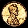 Image 2 : 1951 Proof Coin . Lincoln Cent 1c Grades Gem+ Proof Red