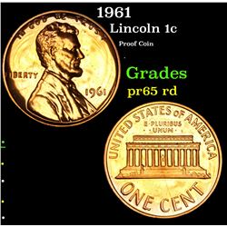 1961 Proof Coin . Lincoln Cent 1c Grades Gem Proof Red