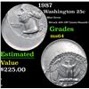 Image 1 : 1987 Mint Error Struck 40% Off Center/Smooth Edge Washington Quarter 25c Grades Choice Unc