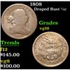 Image 1 : 1808 . . Draped Bust Half Cent 1/2c Grades vg+