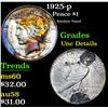 Image 1 : 1925-p Rainbow Toned . Peace Dollar $1 Grades Unc Details