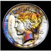 Image 2 : 1925-p Rainbow Toned . Peace Dollar $1 Grades Unc Details