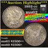 Image 1 : 1892-cc Rainbow Toned . . Morgan Dollar $1 Graded Select Unc by USCG