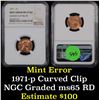 Image 1 : NGC 1971-p Mint Error 'Curved Clip @ 6:30' . . Lincoln Cent 1c Graded ms65 RD by NGC