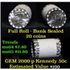 Image 1 : 2000-p $10 Bank Rolled Kennedy Half Dollar Shotgun Roll