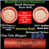 Image 1 : Mixed small cents 1c orig shotgun roll, 1916-d one end, 1898 Indian cent other end