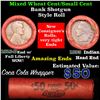 Image 1 : Mixed small cents 1c orig shotgun roll, 1918-d one end, 1893 Indian cent other end
